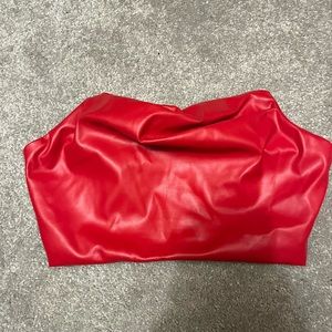 Red crop leather top!